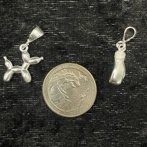 Silver .925 Balloon Dog and Bowling Pin Charms